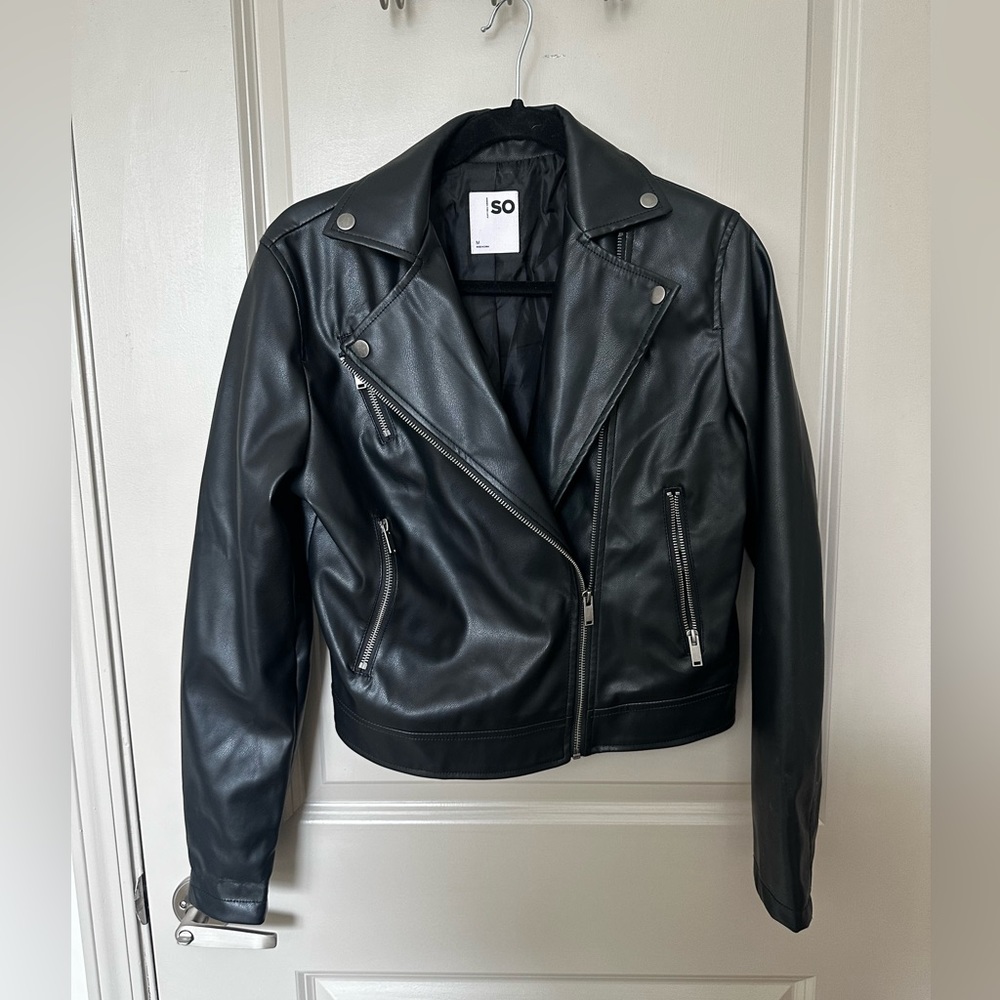 FAUX LEATHER Black Moto Jacket